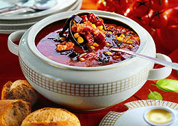 Томатный суп с кукурузой и черными грибами Томатный суп с кукурузой и черными грибами
